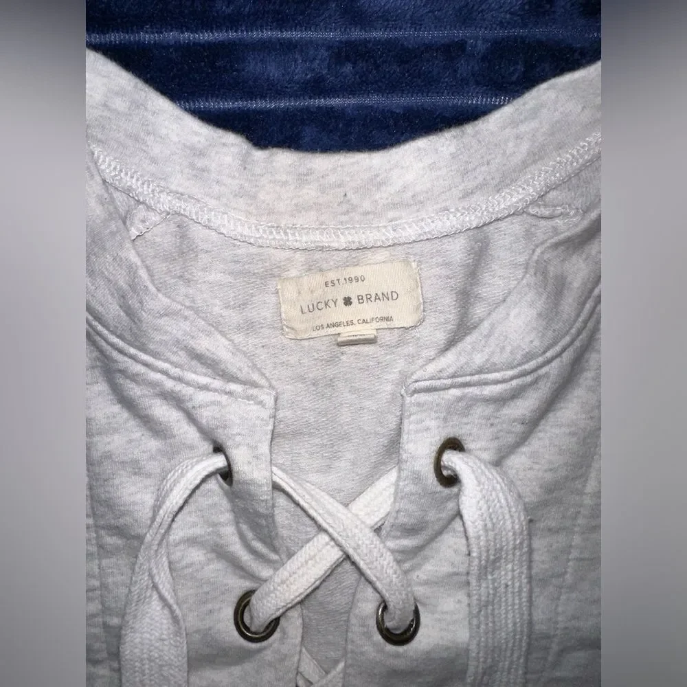 Lucky brand lace up Sweatshirt grey size small woman’s juniors